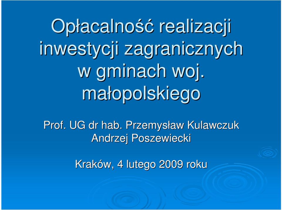 małopolskiego Prof. UG dr hab.