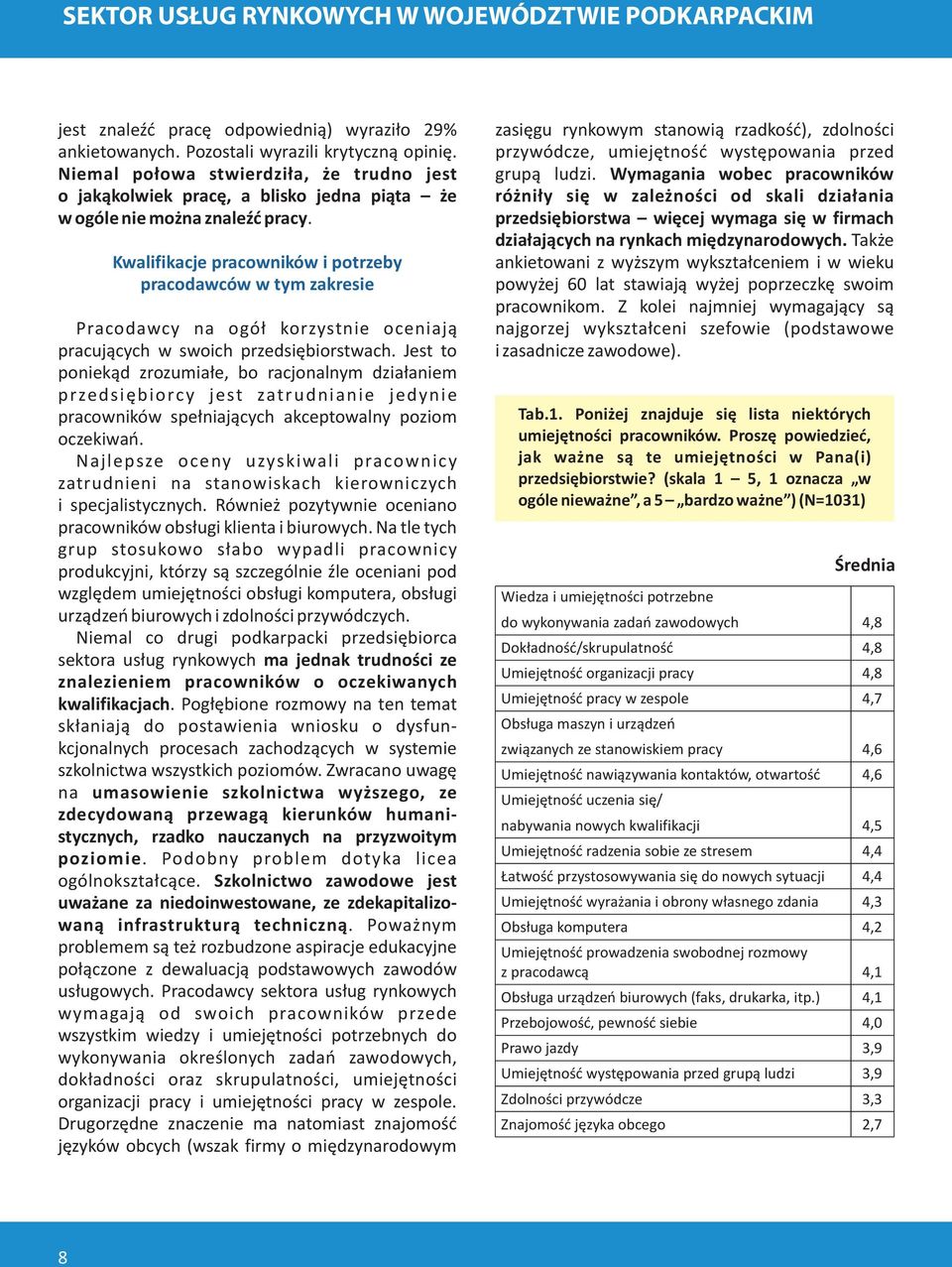 Kwalifikacje pracowników i potrzeby pracodawców w tym zakresie Pracodawcy na ogó³ korzystnie oceniaj¹ pracuj¹cych w swoich przedsiêbiorstwach.