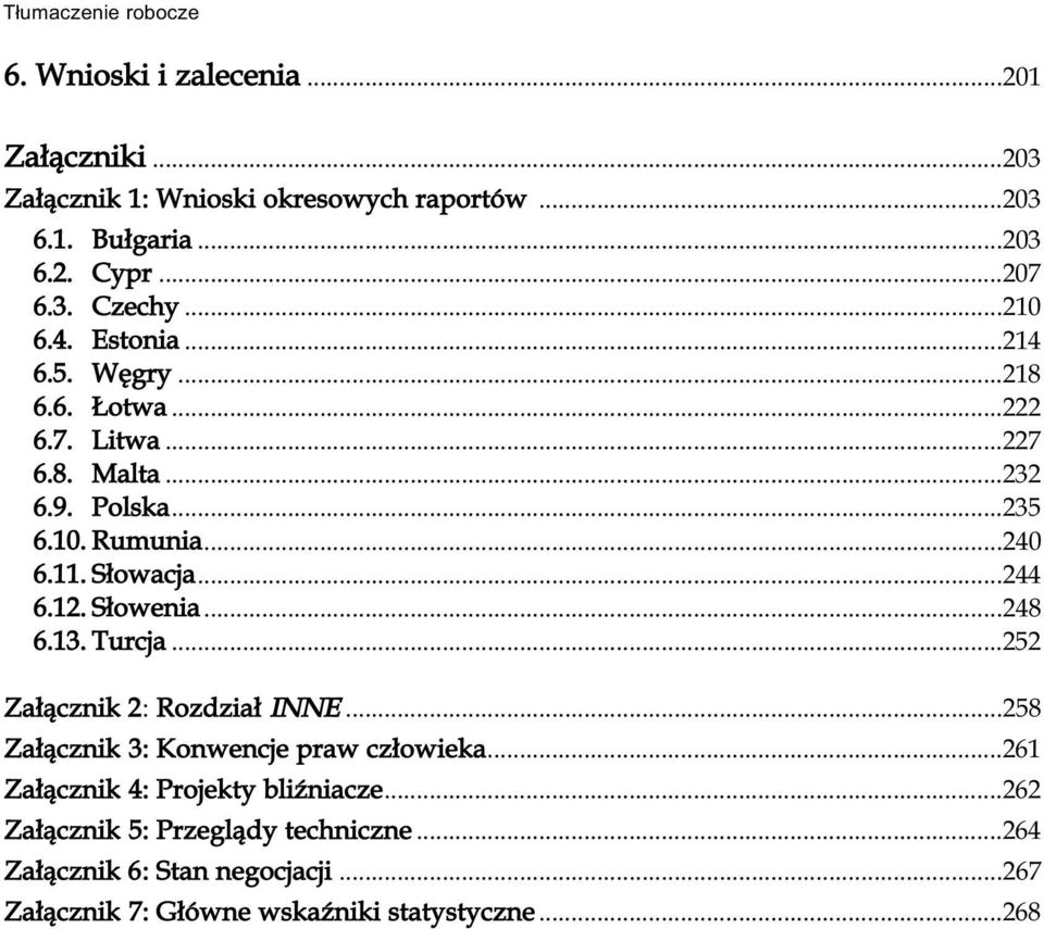 Słowacja...244 6.12. Słowenia...248 6.13. Turcja...252 Załącznik 2: Rozdział INNE...258 Załącznik 3: Konwencje praw człowieka.