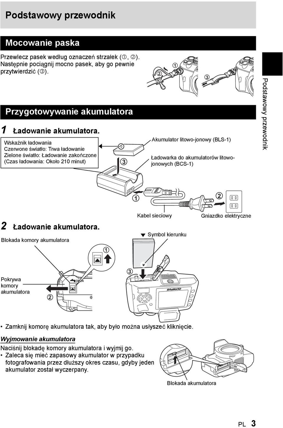 Wska nik adowania Czerwone wiat o: Trwa adowanie Zielone wiat o: adowanie zako czone (Czas adowania: Oko o 210 minut) 3 2 1 Akumulator litowo-jonowy (BLS-1) adowarka do akumulatorów litowojonowych