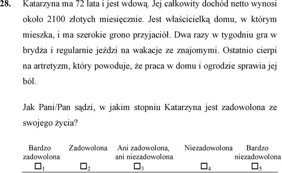 Dwa razy w tygodniu gra w brydża i regularnie jeździ na wakacje ze znajomymi.