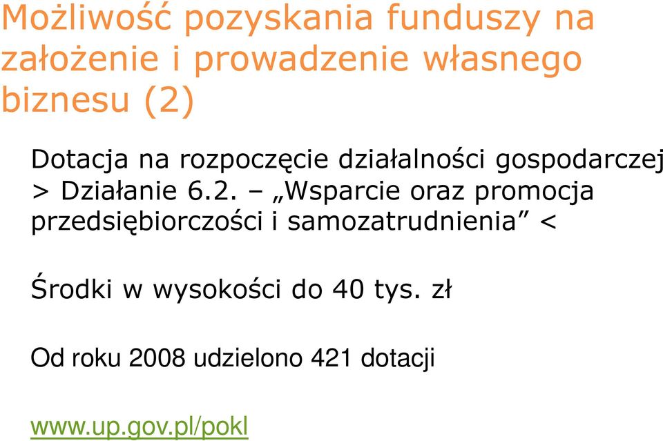 Wsparcie oraz promocja przedsiębiorczości i samozatrudnienia < Środki w