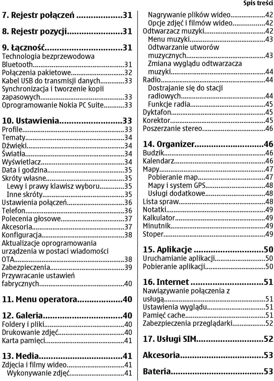 ..35 Skróty własne...35 Lewy i prawy klawisz wyboru...35 Inne skróty...35 Ustawienia połączeń...36 Telefon...36 Polecenia głosowe...37 Akcesoria...37 Konfiguracja.