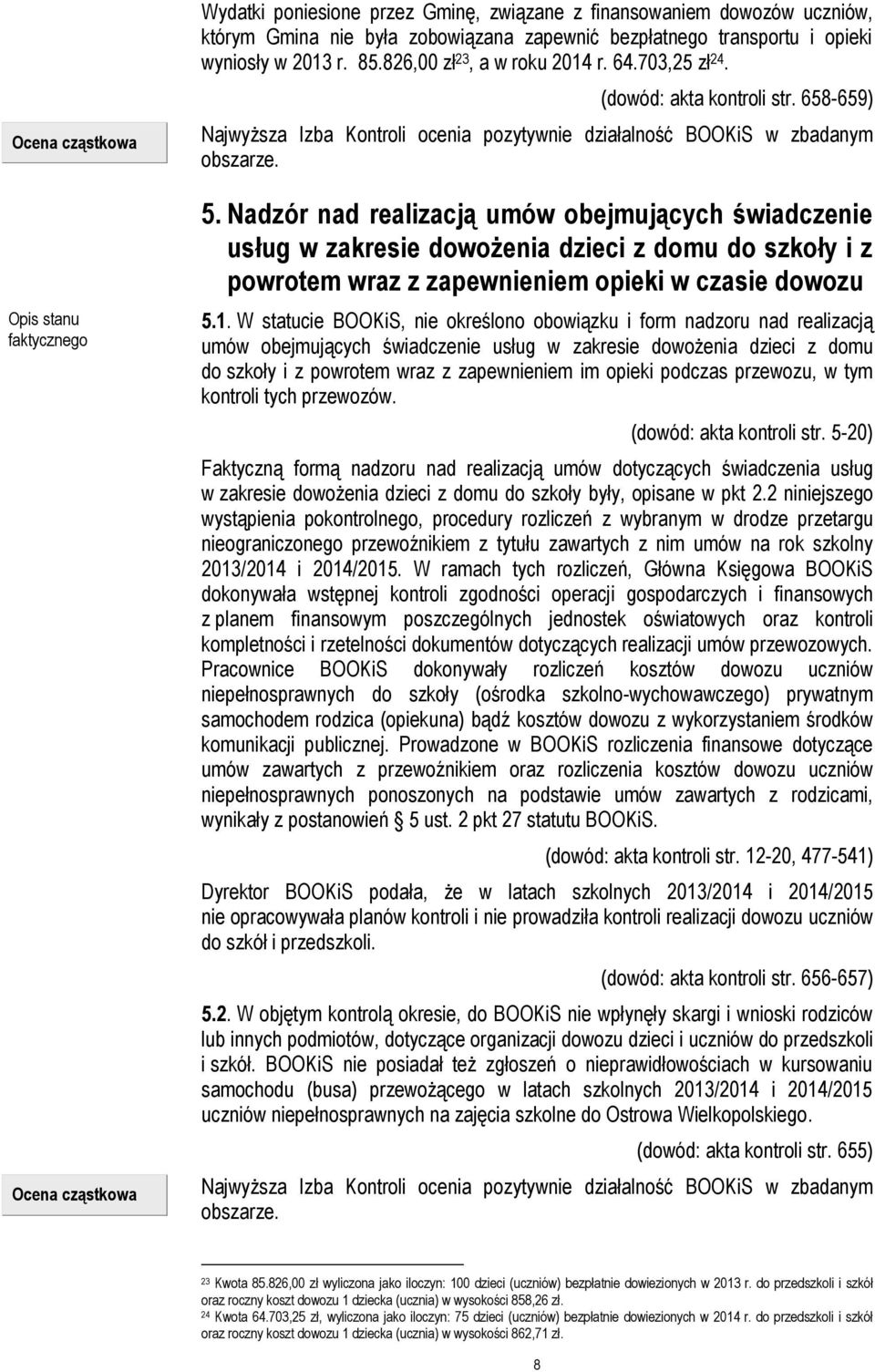 Nadzór nad realizacją umów obejmujących świadczenie usług w zakresie dowożenia dzieci z domu do szkoły i z powrotem wraz z zapewnieniem opieki w czasie dowozu 5.1.