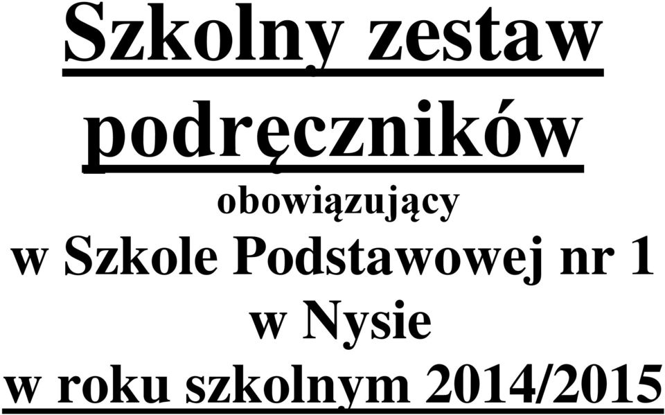 obowiązujący w Szkole