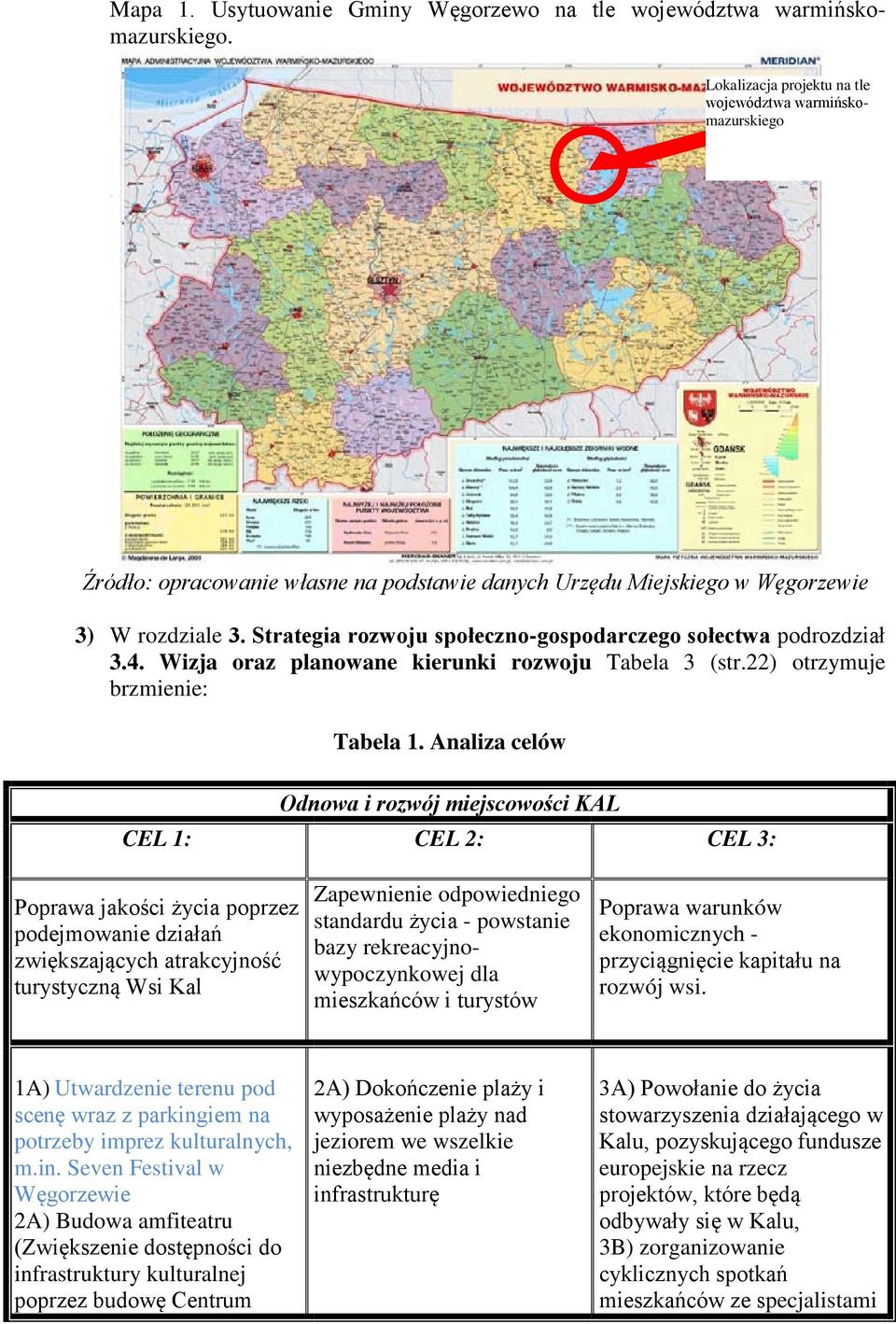 Strategia rozwoju społeczno-gospodarczego sołectwa podrozdział 3.4. Wizja oraz planowane kierunki rozwoju Tabela 3 (str.22) otrzymuje brzmienie: Tabela 1.