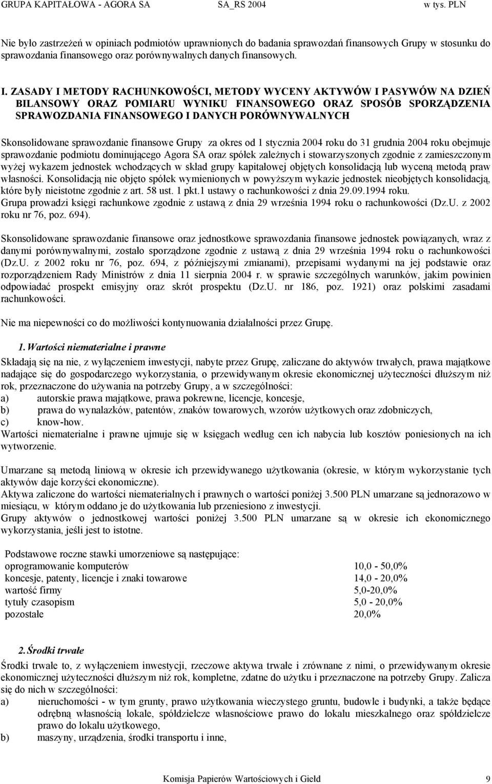 ZASADY I METODY RACHUNKOWOŚCI, METODY WYCENY AKTYWÓW I PASYWÓW NA DZIEŃ BILANSOWY ORAZ POMIARU WYNIKU FINANSOWEGO ORAZ SPOSÓB SPORZĄDZENIA SPRAWOZDANIA FINANSOWEGO I DANYCH PORÓWNYWALNYCH