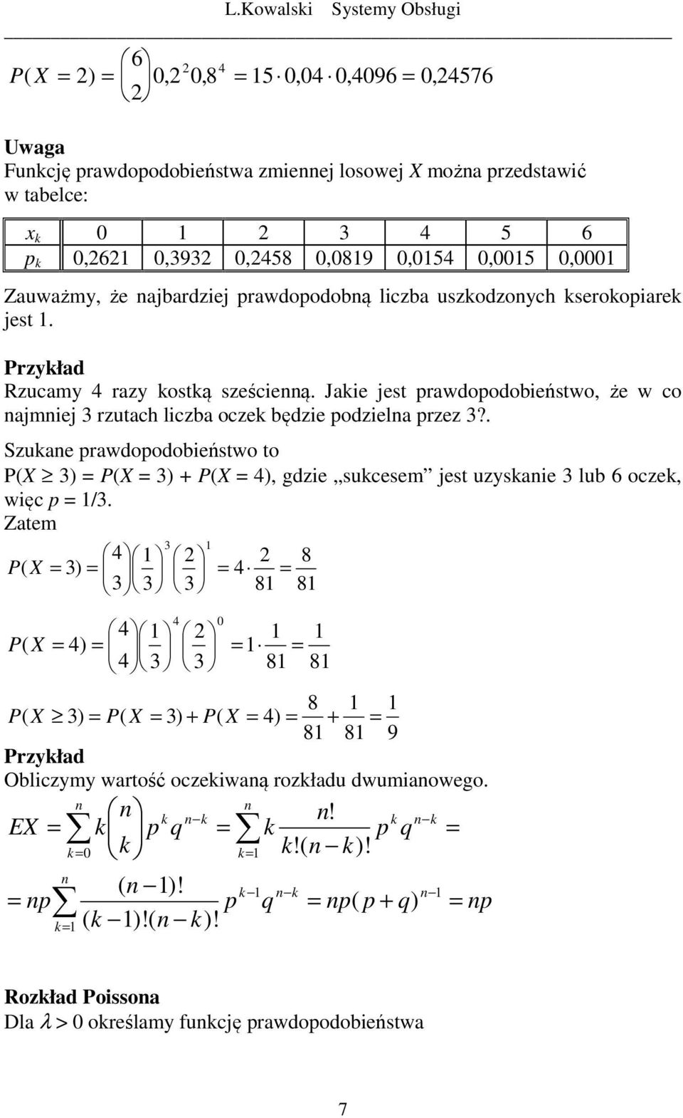 Jaie es rawdoodobieńswo, że w co amie 3 rzuach liczba ocze będzie odziela rzez 3?