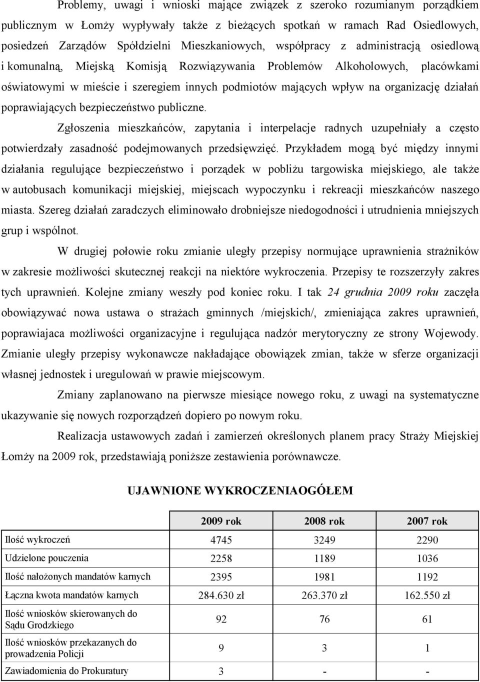 organizację działań poprawiających bezpieczeństwo publiczne. Zgłoszenia mieszkańców, zapytania i interpelacje radnych uzupełniały a często potwierdzały zasadność podejmowanych przedsięwzięć.