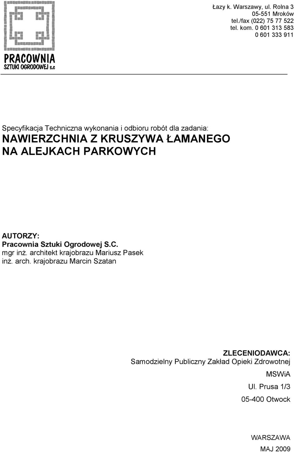 architekt krajobrazu Mariusz Pasek inż. arch.