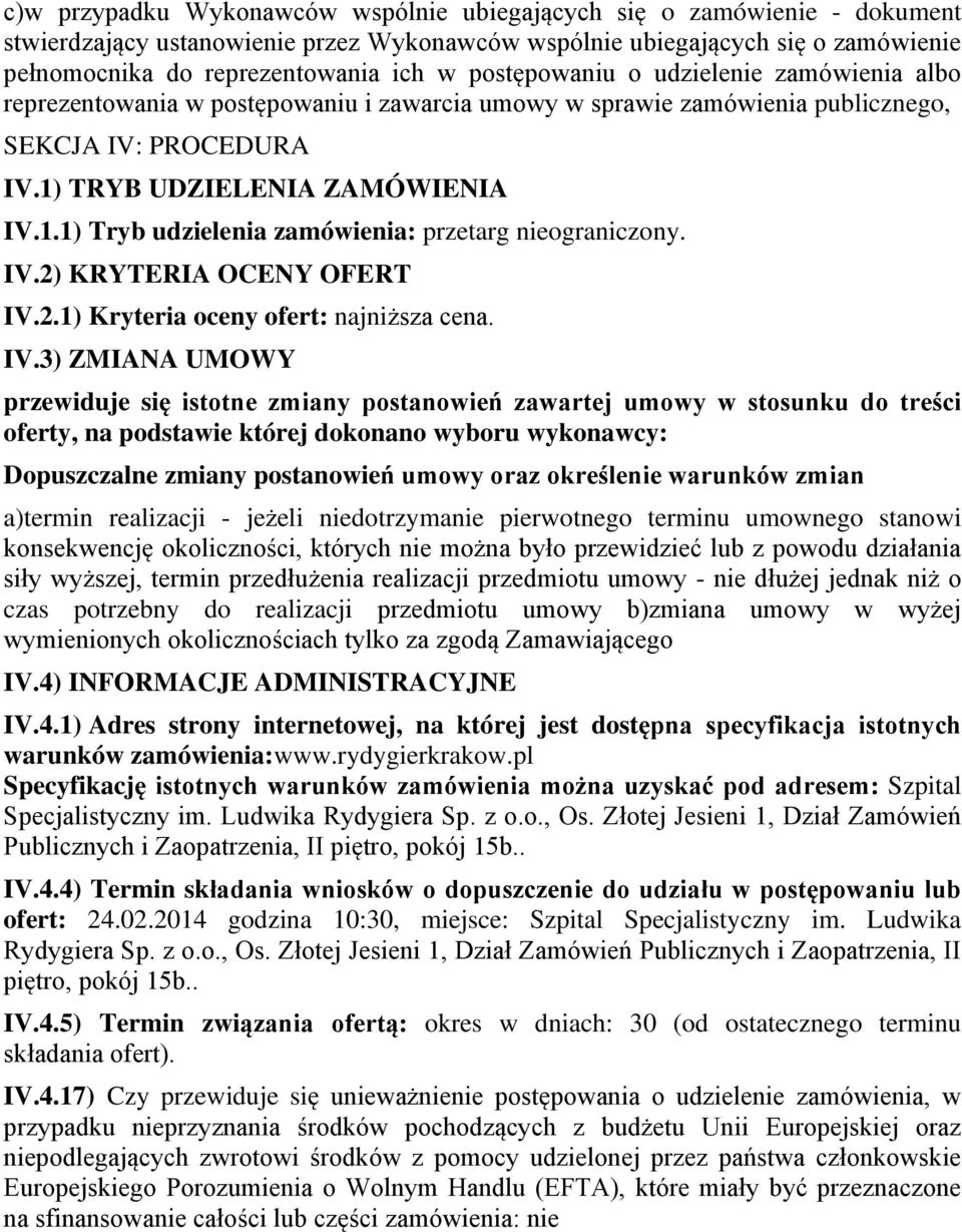 TRYB UDZIELENIA ZAMÓWIENIA IV.