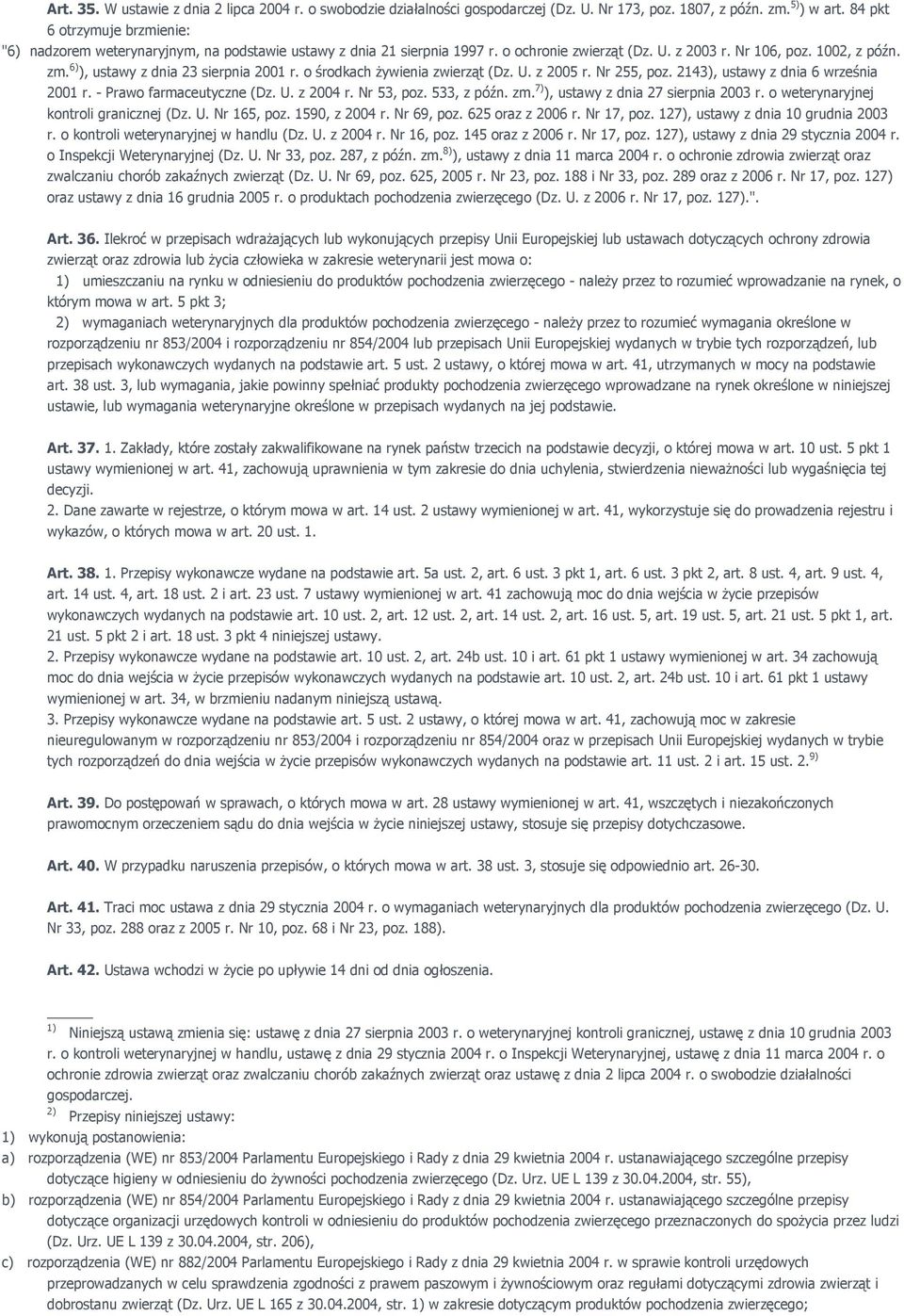 6) ), ustawy z dnia 23 sierpnia 2001 r. o środkach Ŝywienia zwierząt (Dz. U. z 2005 r. Nr 255, poz. 2143), ustawy z dnia 6 września 2001 r. - Prawo farmaceutyczne (Dz. U. z 2004 r. Nr 53, poz.