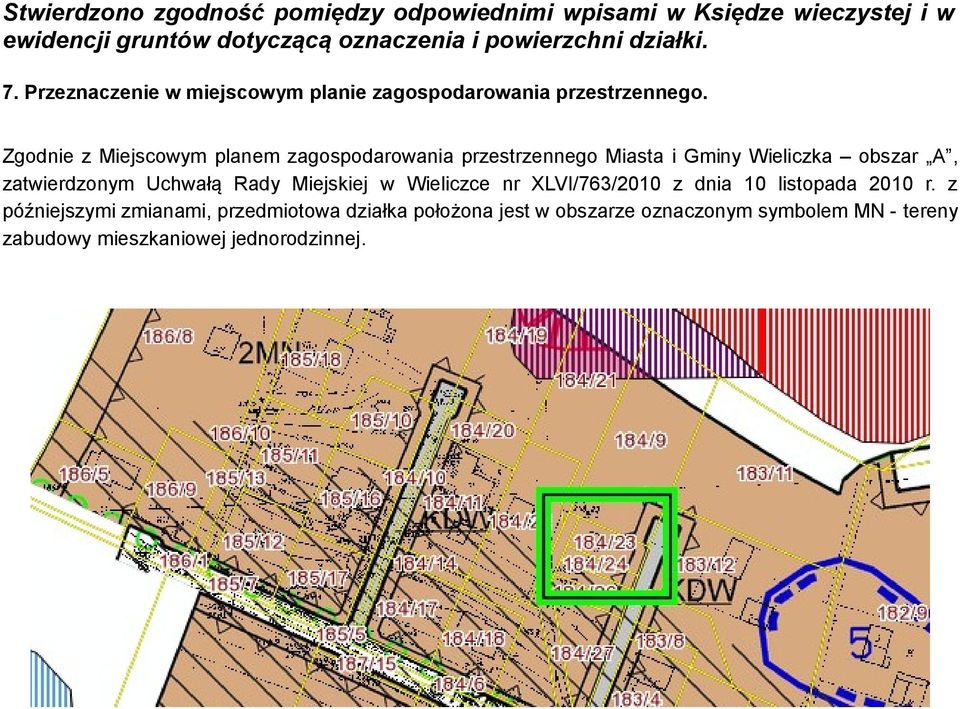 Zgodnie z Miejscowym planem zagospodarowania przestrzennego Miasta i Gminy Wieliczka obszar A, zatwierdzonym Uchwałą Rady Miejskiej w