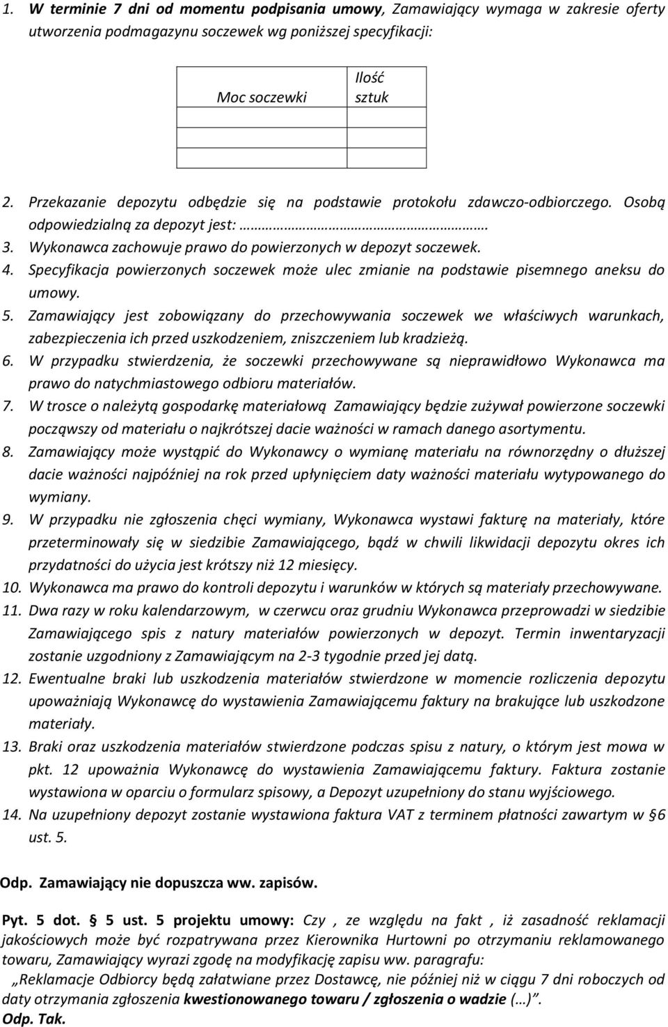 Specyfikacja powierzonych soczewek może ulec zmianie na podstawie pisemnego aneksu do umowy. 5.