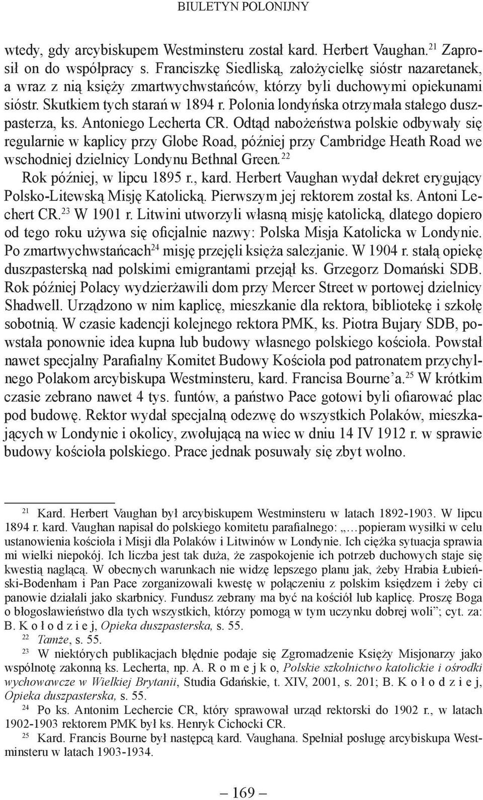 Polonia londyńska otrzymała stałego duszpasterza, ks. Antoniego Lecherta CR.