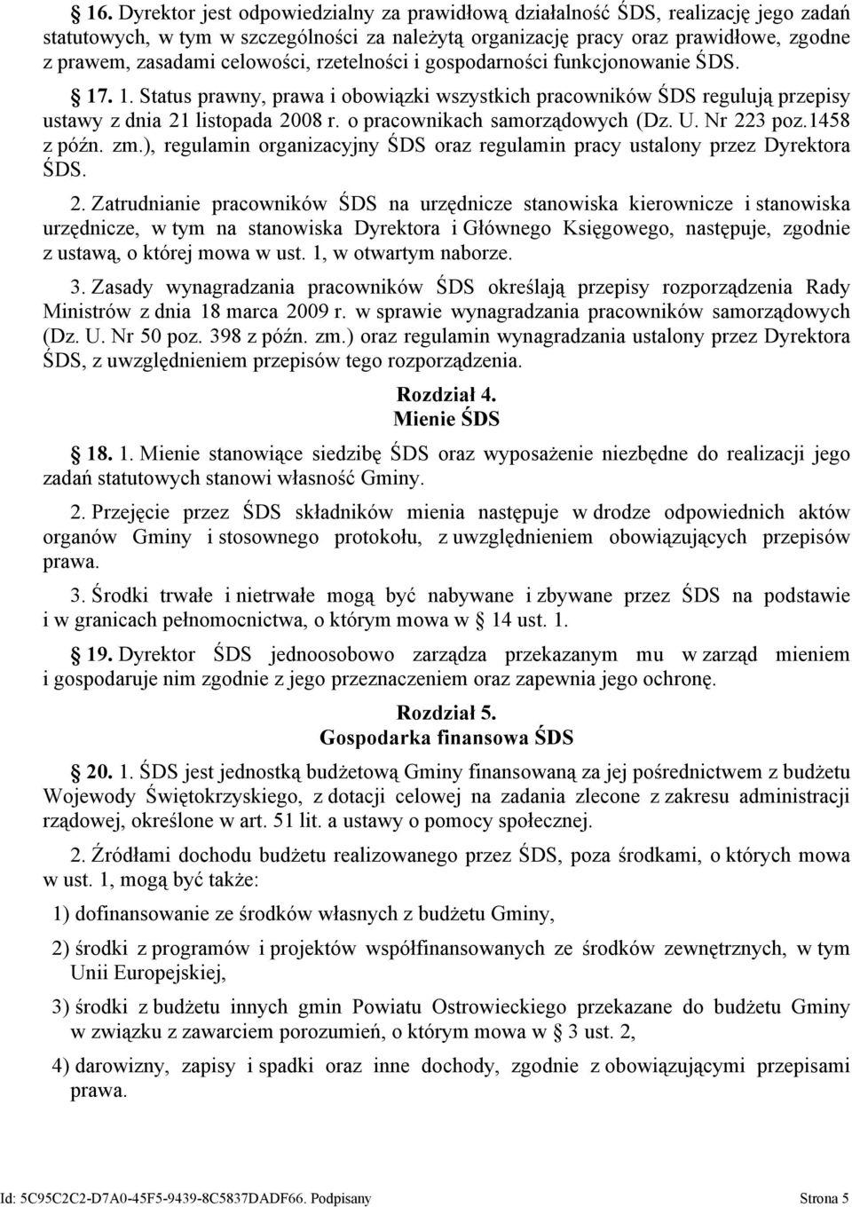 o pracownikach samorządowych (Dz. U. Nr 22