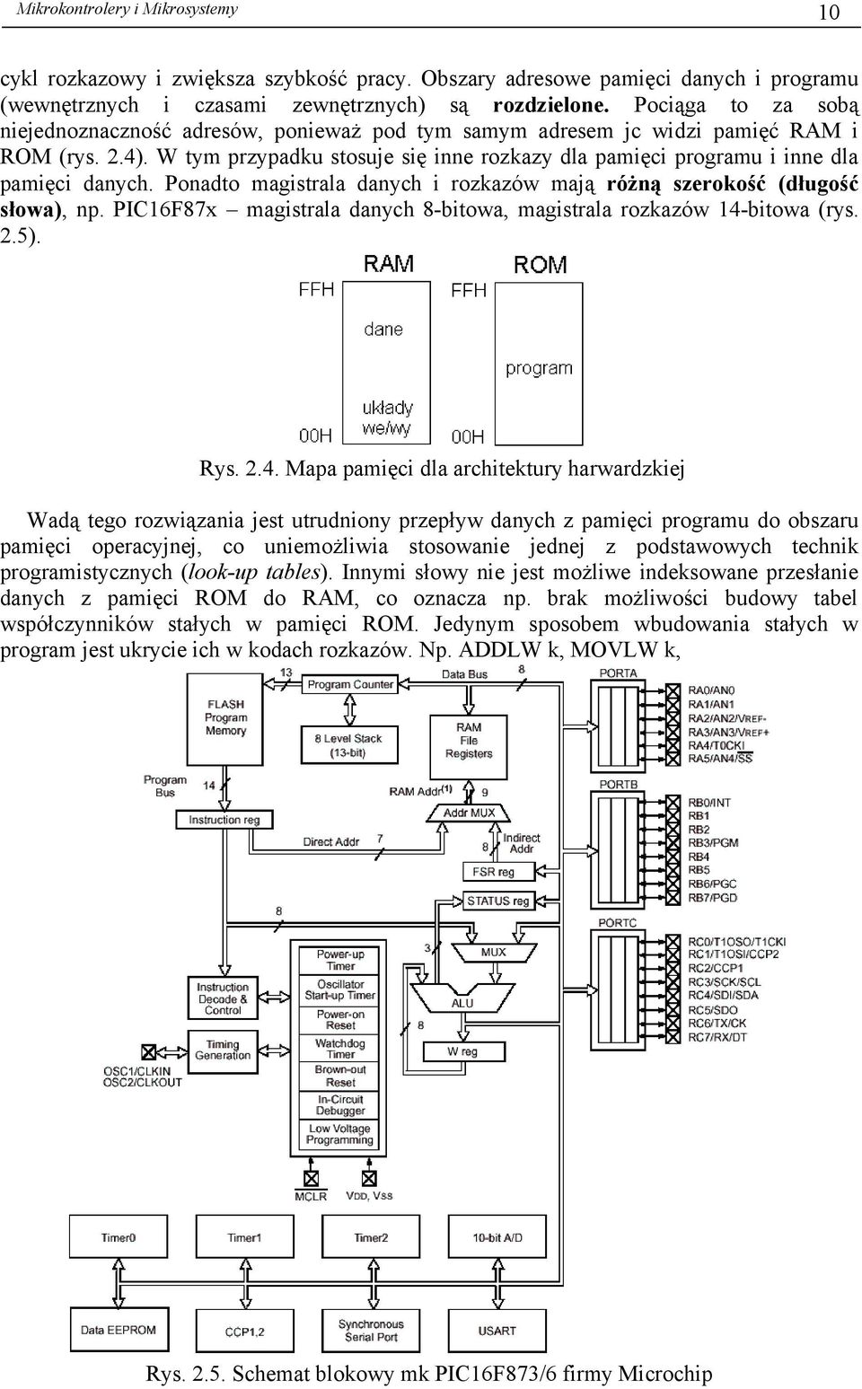 W tym przypadku stosuje się inne rozkazy dla pamięci programu i inne dla pamięci danych. Ponadto magistrala danych i rozkazów mają różną szerokość (długość słowa), np.