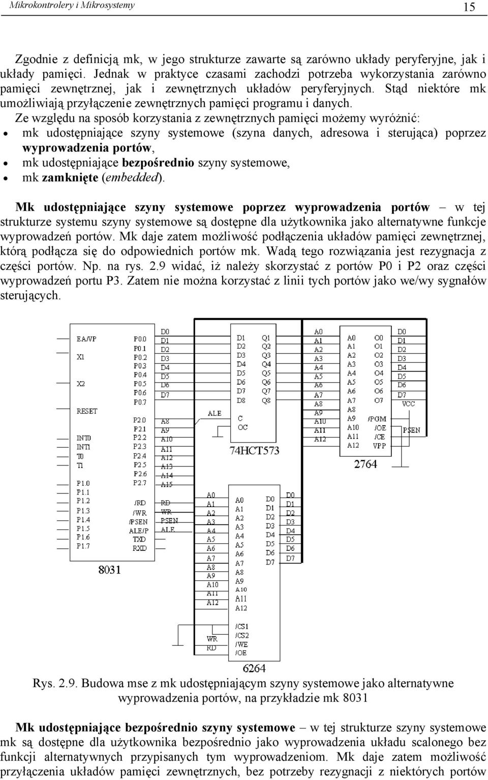 Stąd niektóre mk umożliwiają przyłączenie zewnętrznych pamięci programu i danych.
