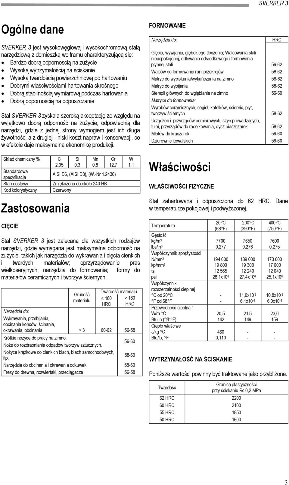 akceptację ze względu na wyjątkowo dobrą odporność na zużycie, odpowiednią dla narzędzi, gdzie z jednej strony wymogiem jest ich długa żywotność, a z drugiej niski koszt napraw i konserwacji, co w