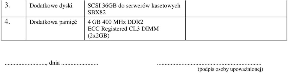 Dodatkowa pamięć 4 GB 400 MHz DDR2 ECC