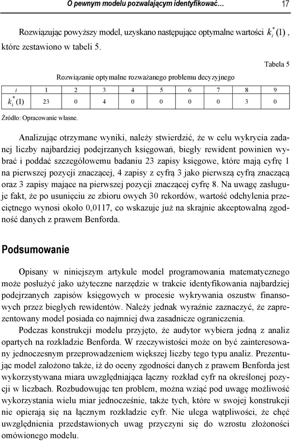 Analzując otrzymane wynk, należy stwerdzć, że w celu wykryca zadanej lczby najbardzej podejrzanych ksęgowań, begły rewdent pownen wybrać poddać szczegółowemu badanu 3 zapsy ksęgowe, które mają cyfrę