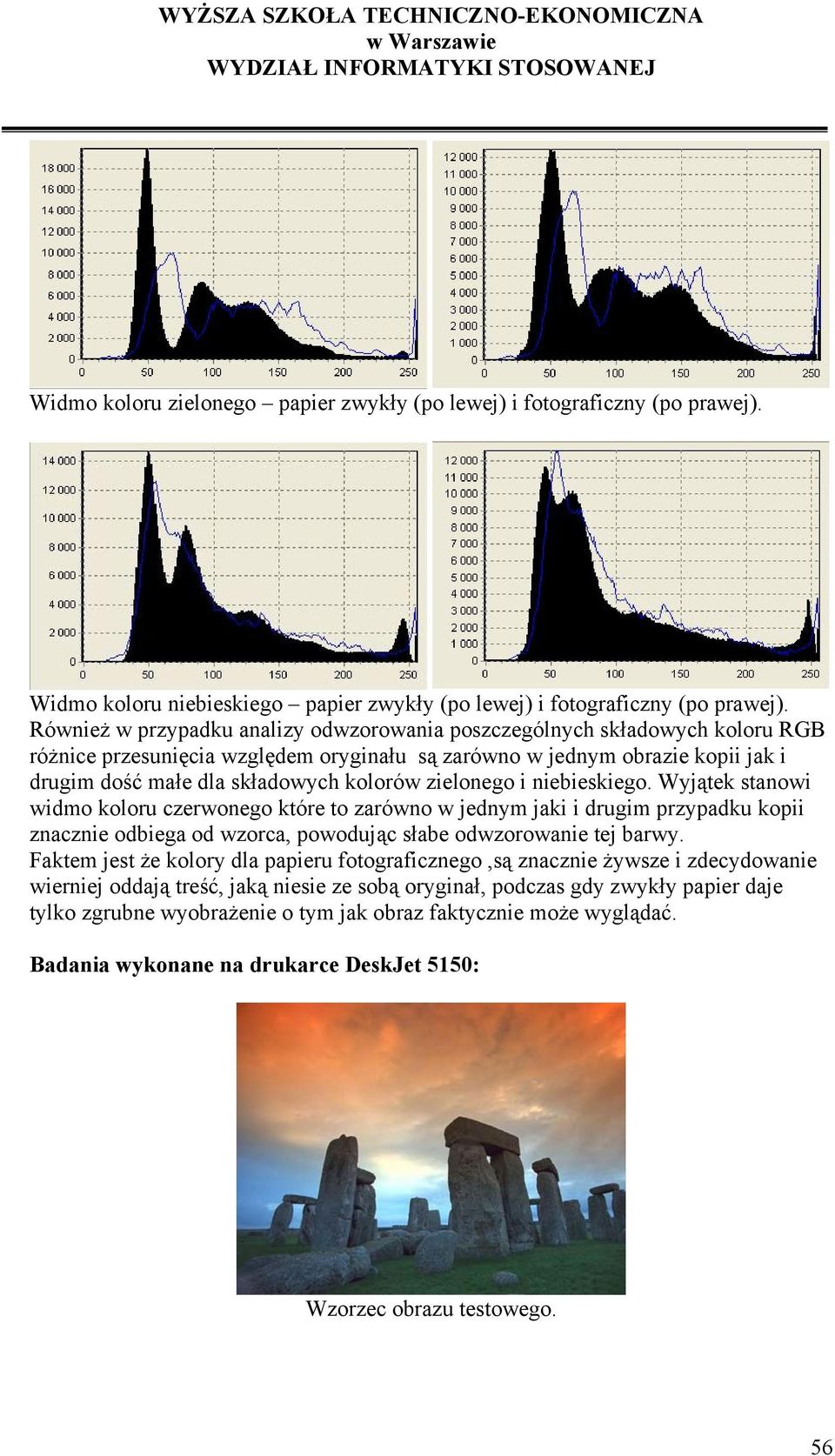 zielonego i niebieskiego. Wyjątek stanowi widmo koloru czerwonego które to zarówno w jednym jaki i drugim przypadku kopii znacznie odbiega od wzorca, powodując słabe odwzorowanie tej barwy.