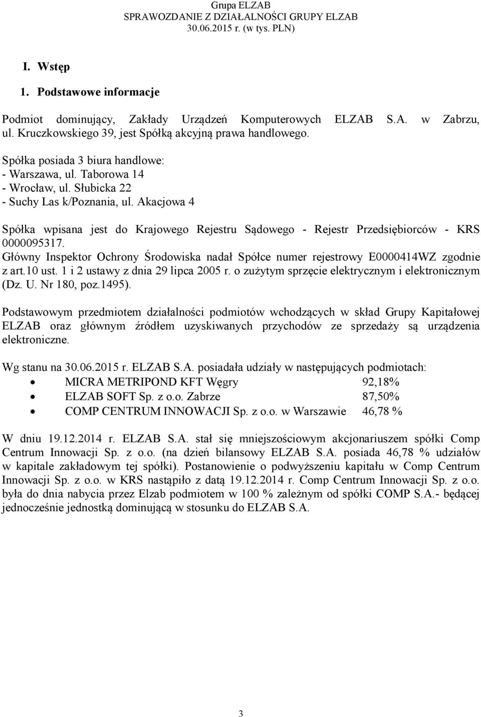 Akacjowa 4 Spółka wpisana jest do Krajowego Rejestru Sądowego - Rejestr Przedsiębiorców - KRS 0000095317. Główny Inspektor Ochrony Środowiska nadał Spółce numer rejestrowy E0000414WZ zgodnie z art.