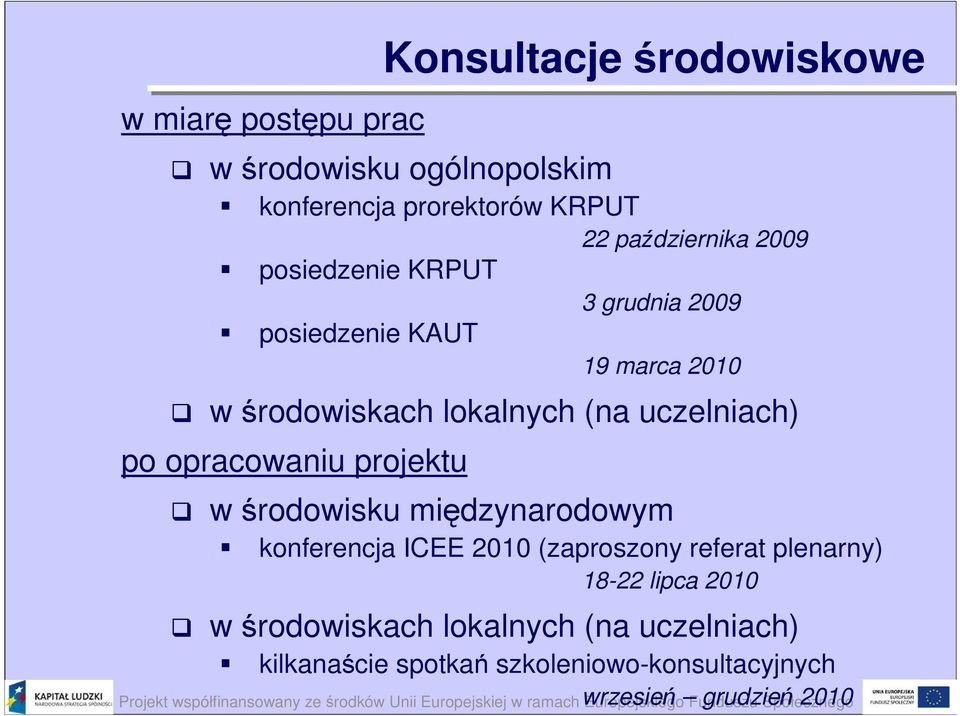 uczelniach) po opracowaniu projektu w środowisku międzynarodowym konferencja ICEE 2010 (zaproszony referat