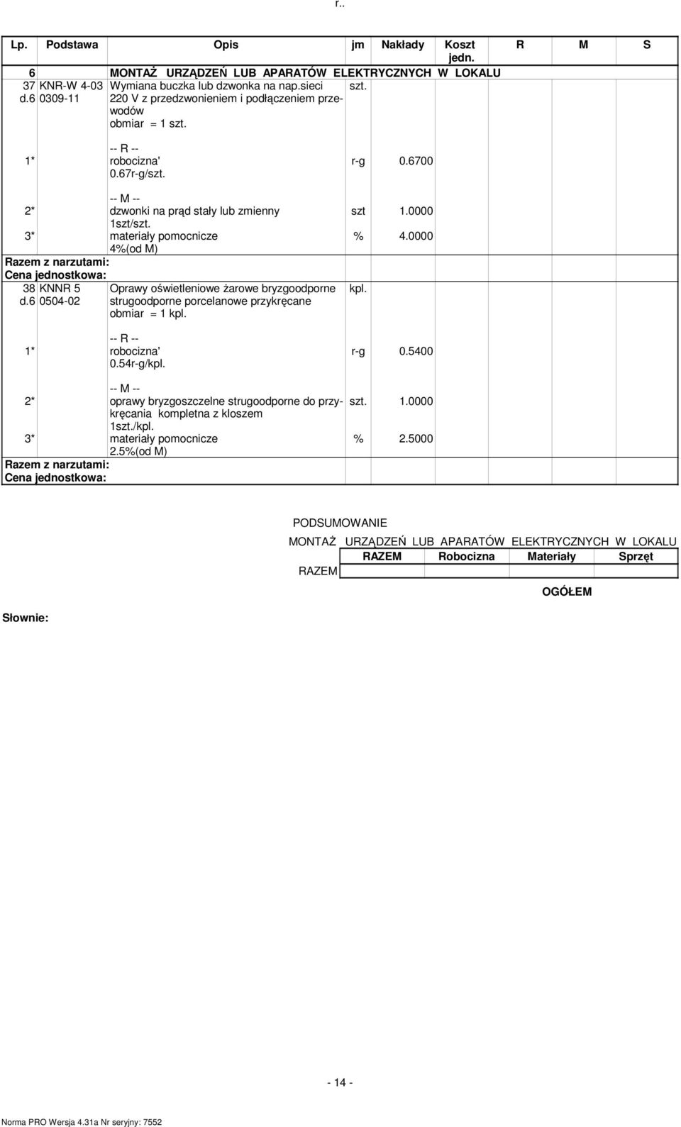 54r-g/kpl. Oprawy oświetleniowe Ŝarowe bryzgoodporne strugoodporne porcelanowe przykręcane obiar = 1 kpl. r-g 0.