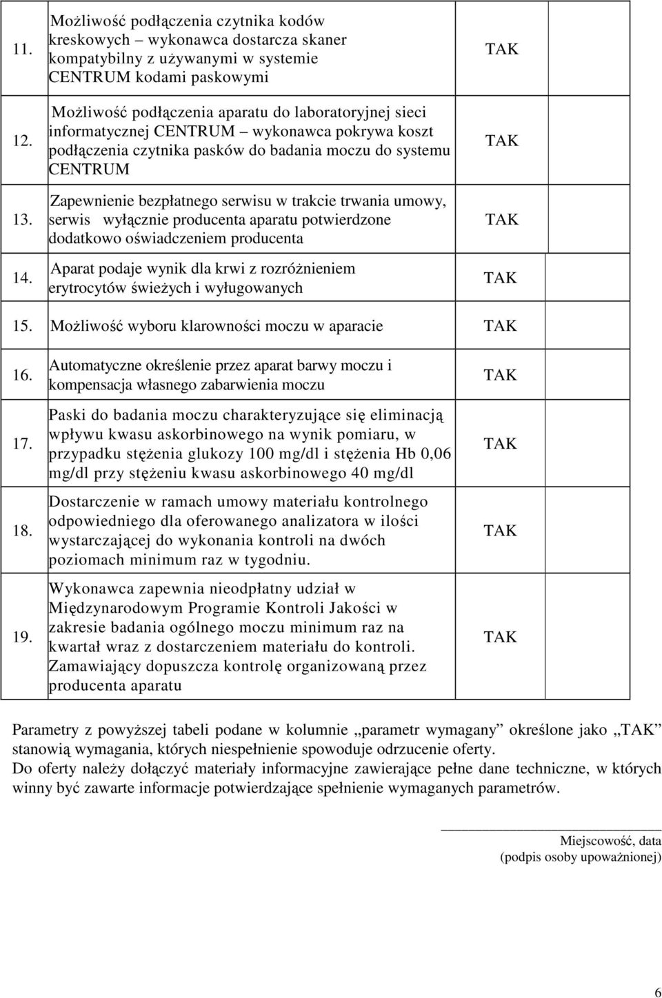 informatycznej CENTRUM wykonawca pokrywa koszt podłączenia czytnika pasków do badania moczu do systemu CENTRUM Zapewnienie bezpłatnego serwisu w trakcie trwania umowy, serwis wyłącznie producenta