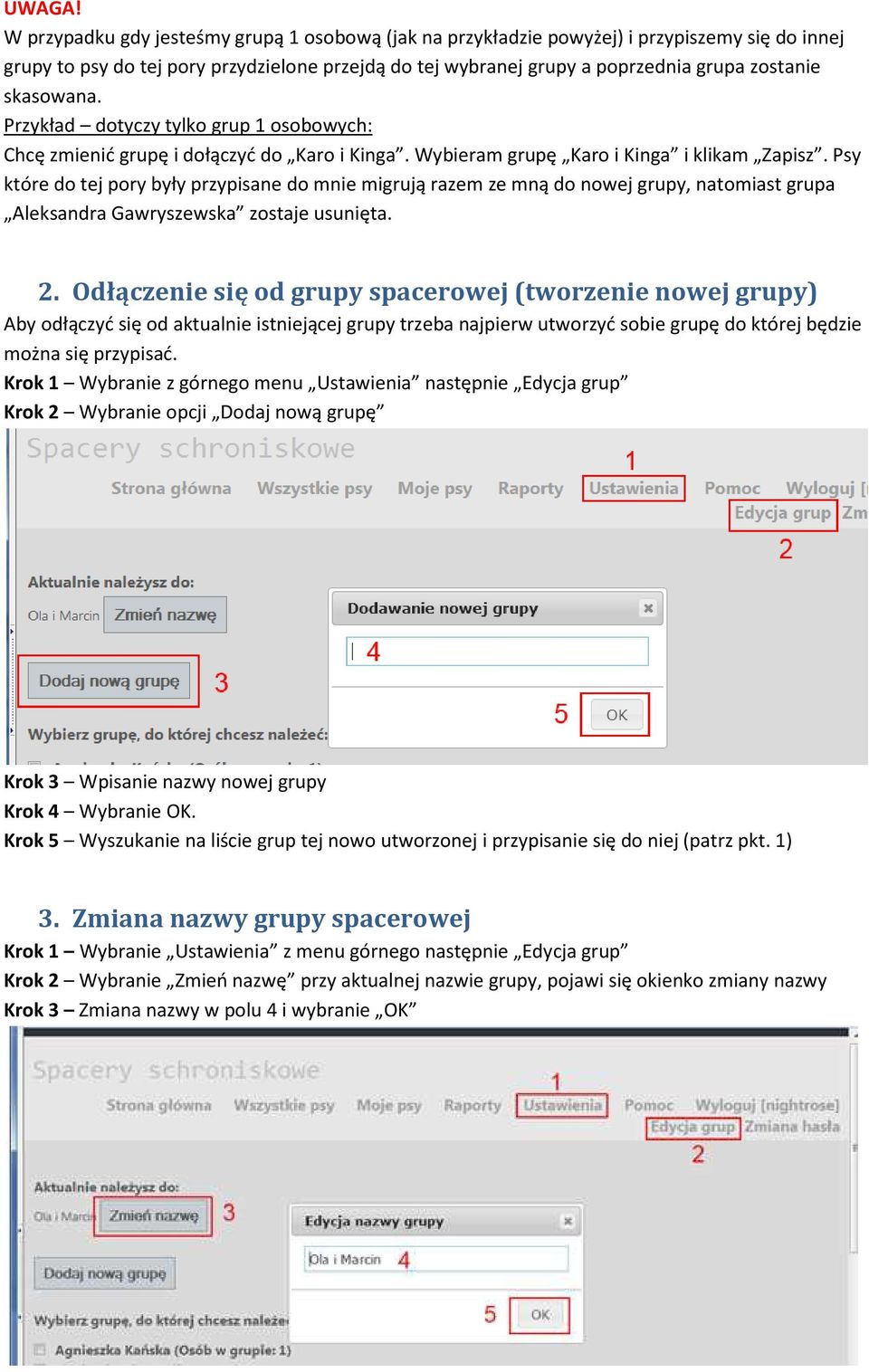 skasowana. Przykład dotyczy tylko grup 1 osobowych: Chcę zmienić grupę i dołączyć do Karo i Kinga. Wybieram grupę Karo i Kinga i klikam Zapisz.