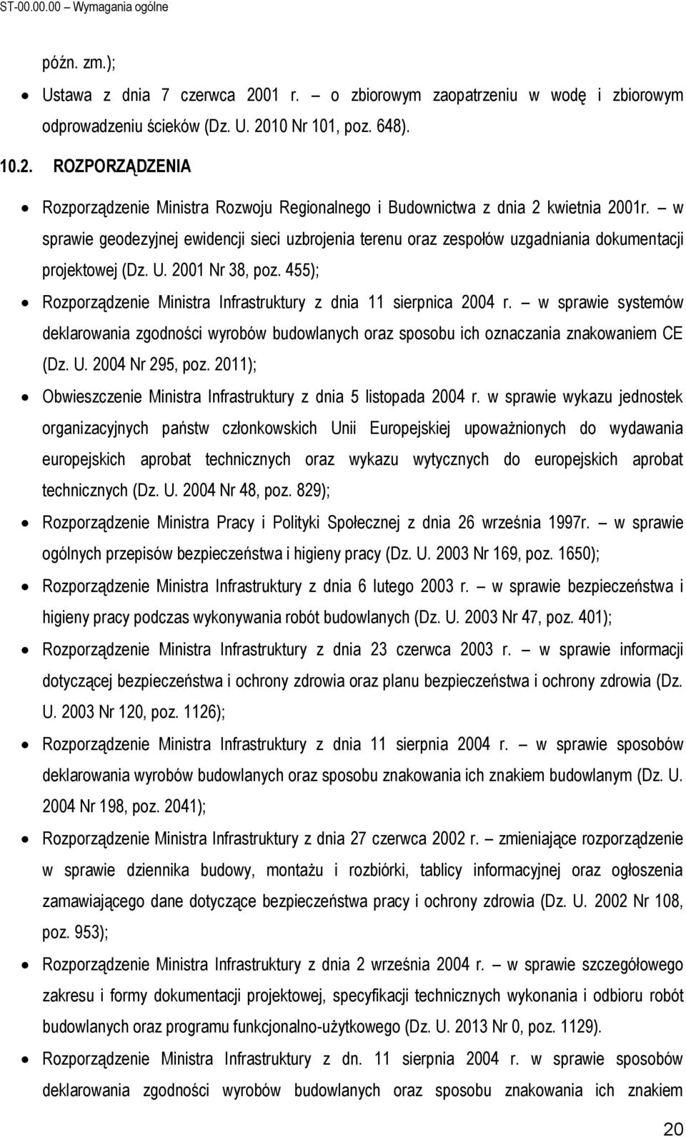 455); Rozporządzenie Ministra Infrastruktury z dnia 11 sierpnica 2004 r. w sprawie systemów deklarowania zgodności wyrobów budowlanych oraz sposobu ich oznaczania znakowaniem CE (Dz. U.