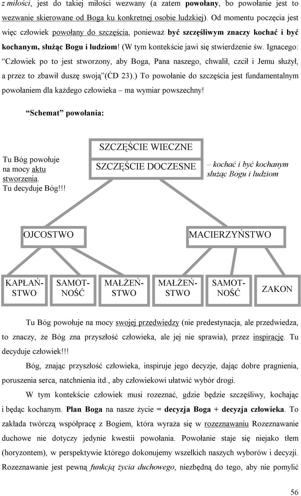 Ignacego: Człowiek po to jest stworzony, aby Boga, Pana naszego, chwalił, czcił i Jemu służył, a przez to zbawił duszę swoją (ĆD 23).