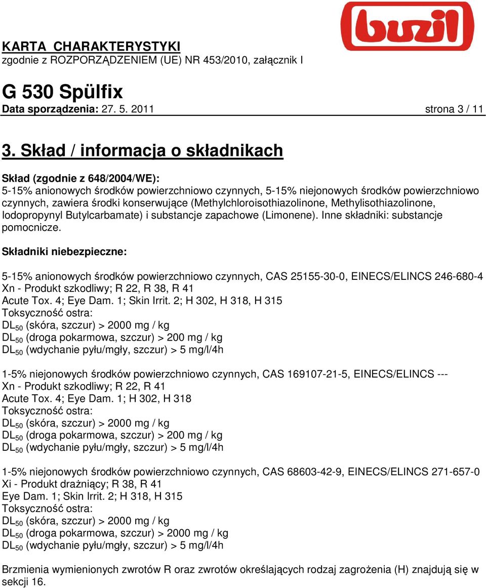 (Methylchloroisothiazolinone, Methylisothiazolinone, Iodopropynyl Butylcarbamate) i substancje zapachowe (Limonene). Inne składniki: substancje pomocnicze.