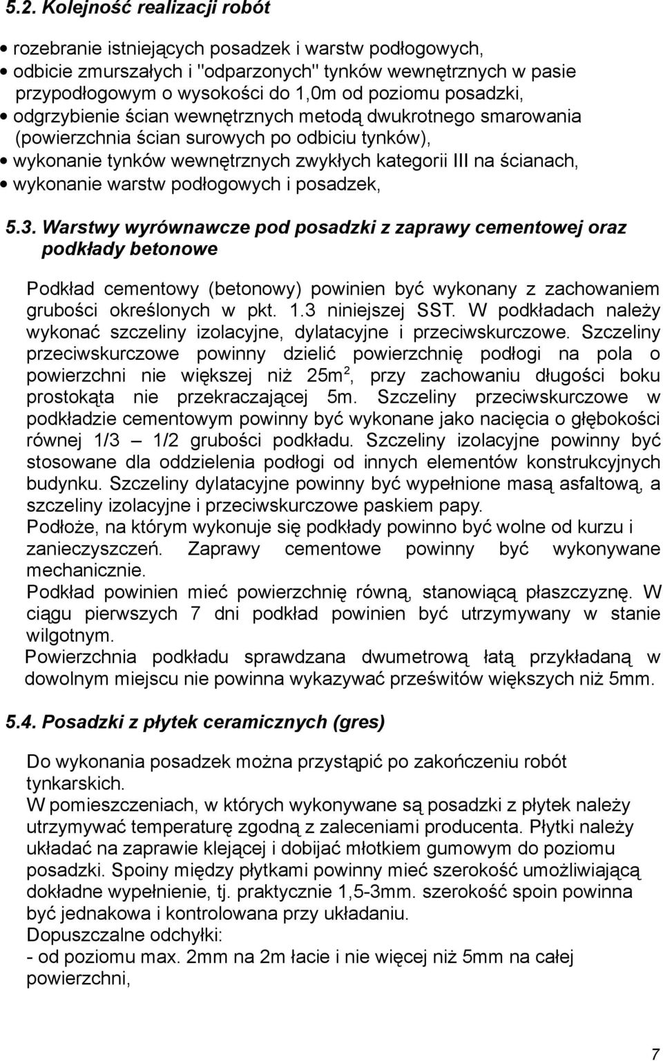 warstw podłogowych i posadzek, 5.3.