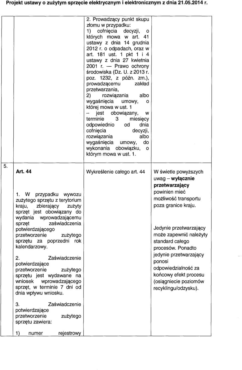 ), prowadzącemu zakład przetwarzania, 2) rozwi ązania albo wygaśnięcia umowy, o której mowa w ust.