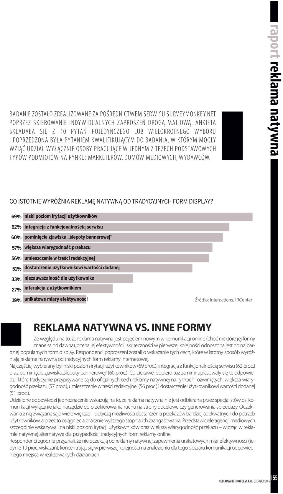 podstawowych typów podmiotów na rynku: marketerów, domów mediowych, wydawców. raport reklama natywna Co istotnie wyróżnia reklamę natywną od tradycyjnych form display?