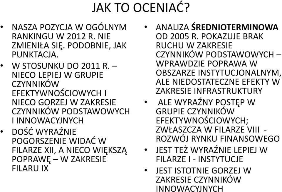 POPRAWĘ W ZAKRESIE FILARU IX JAK TO OCENIAĆ? ANALIZA ŚREDNIOTERMINOWA OD 2005 R.