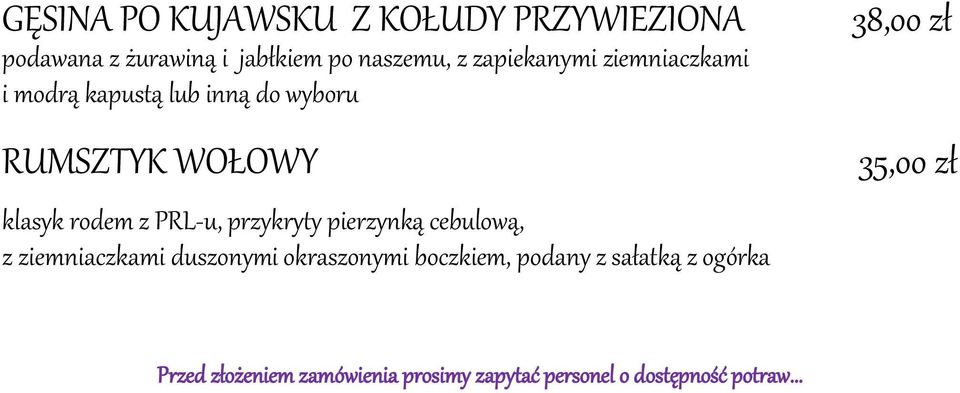 PRL-u, przykryty pierzynką cebulową, z ziemniaczkami duszonymi okraszonymi boczkiem, podany z