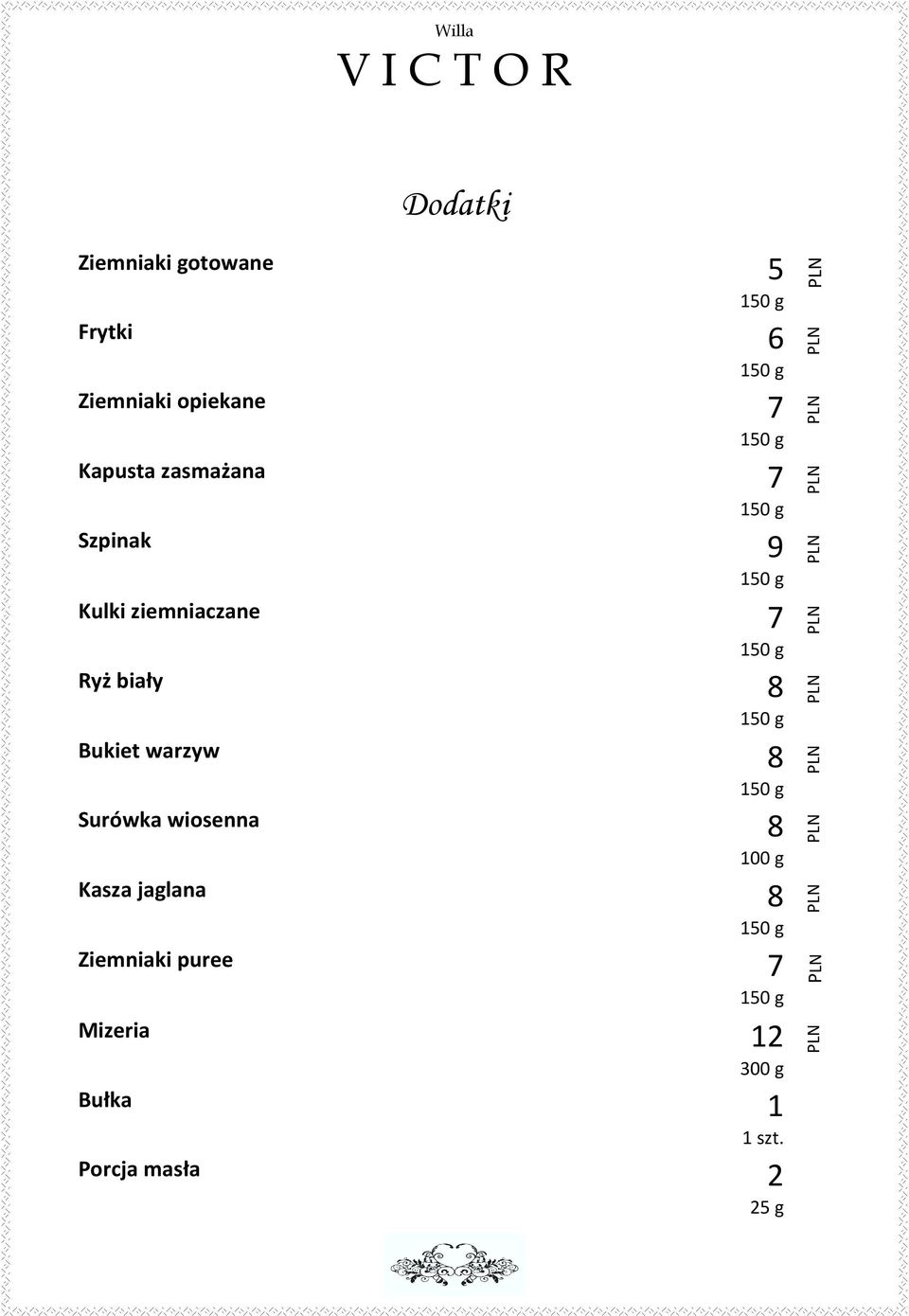 8 Bukiet warzyw 8 Surówka wiosenna 8 100 g Kasza jaglana 8