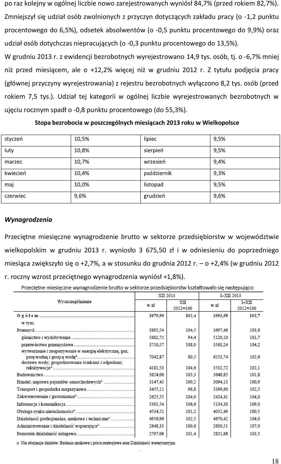 niepracujących (o -0,3 punktu procentowego do 13,5%). W grudniu 2013 r. z ewidencji bezrobotnych wyrejestrowano 14,9 tys. osób, tj.