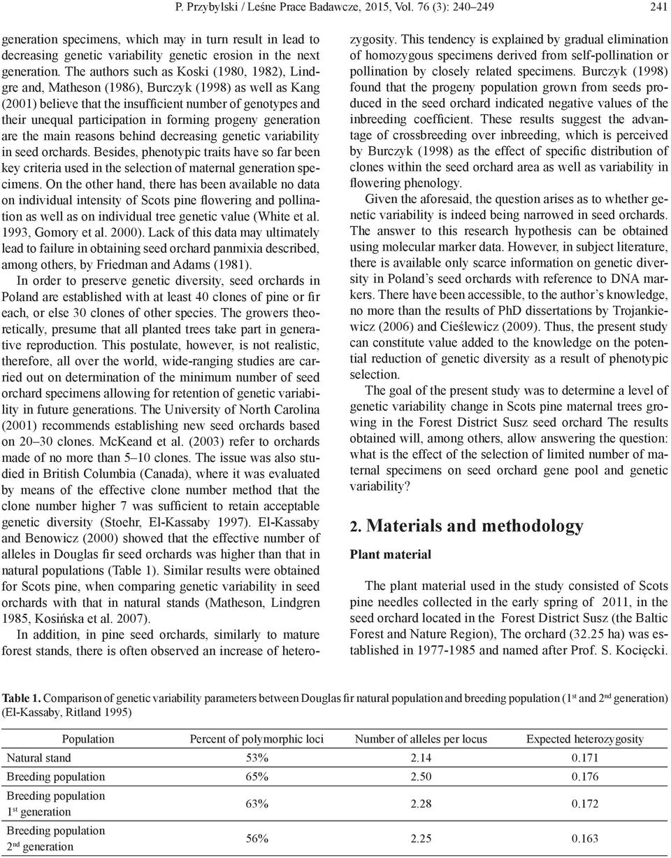 forming progeny generation are the main reasons behind decreasing genetic variability in seed orchards.