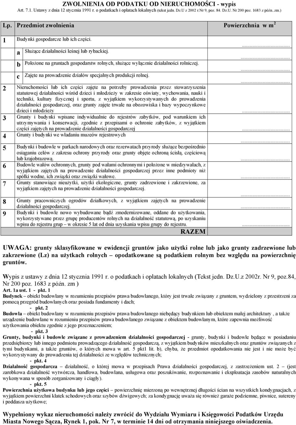 ... b Położone na gruntach gospodarstw rolnych, służące wyłącznie działalności rolniczej.... c Zajęte na prowadzenie działów specjalnych produkcji rolnej.