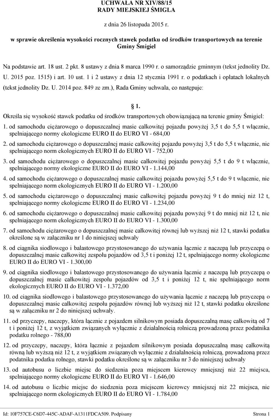 o podatkach i opłatach lokalnych (tekst jednolity Dz. U. 2014 poz. 849 ze zm.), Rada Gminy uchwala, co następuje: 1.