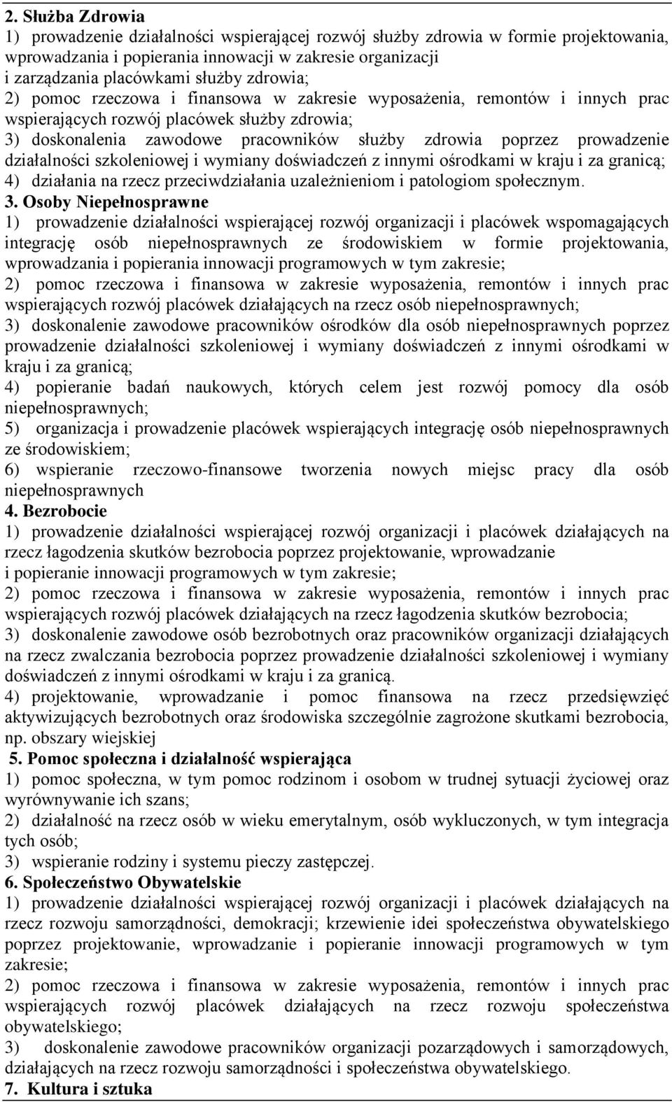 kraju i za granicą; 4) działania na rzecz przeciwdziałania uzależnieniom i patologiom społecznym. 3.