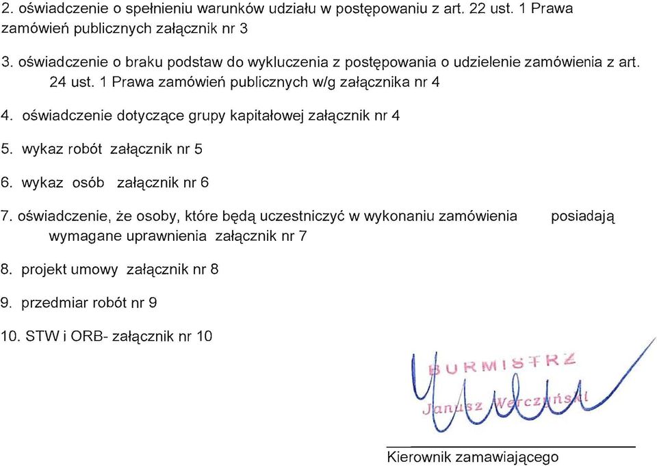 oswiadczenie dotyczqce grupy kapita~owej za~qcznik nr 4 5. wykaz rob6t za~qcznik nr 5 6. wykaz os6b za~qcznik nr 6 7.