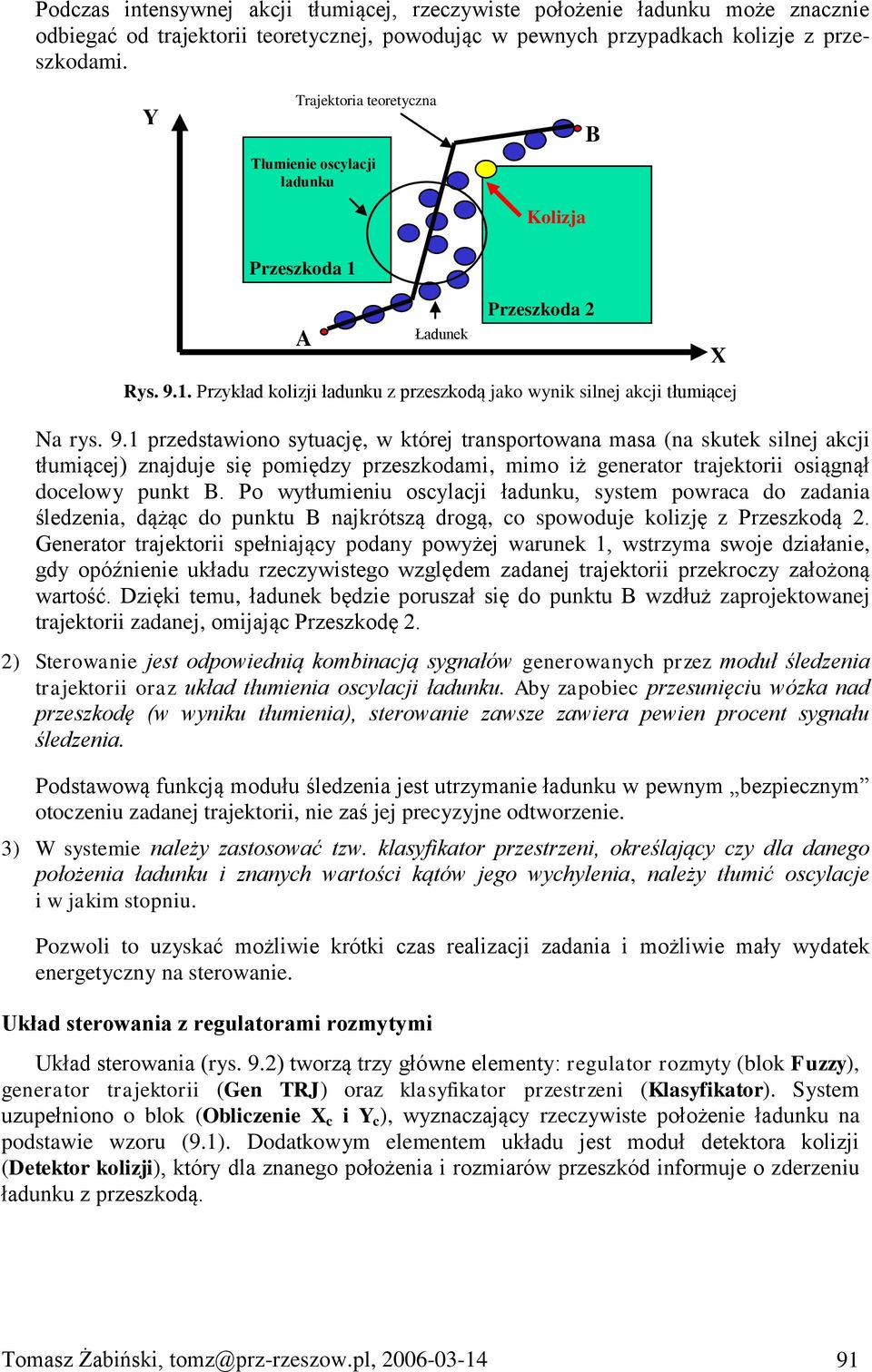 1. Przykład kolizji ładunku z przeszkodą jako wynik silnej akcji tłumiącej Na rys. 9.