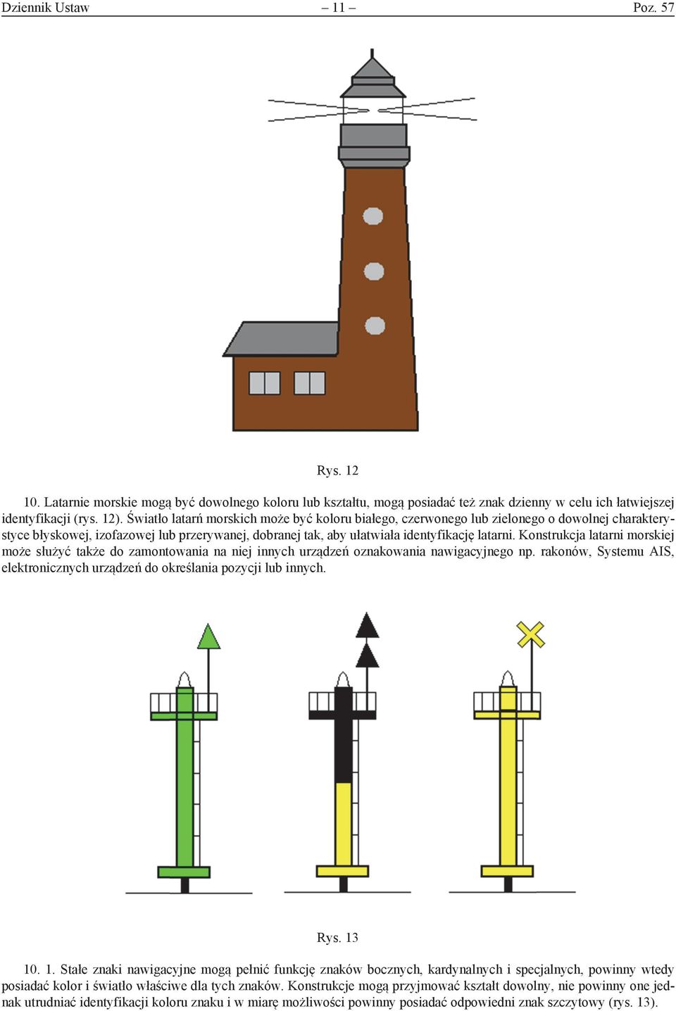 przerywanej, dobranej tak, aby ułatwiała identyfikację latarni.