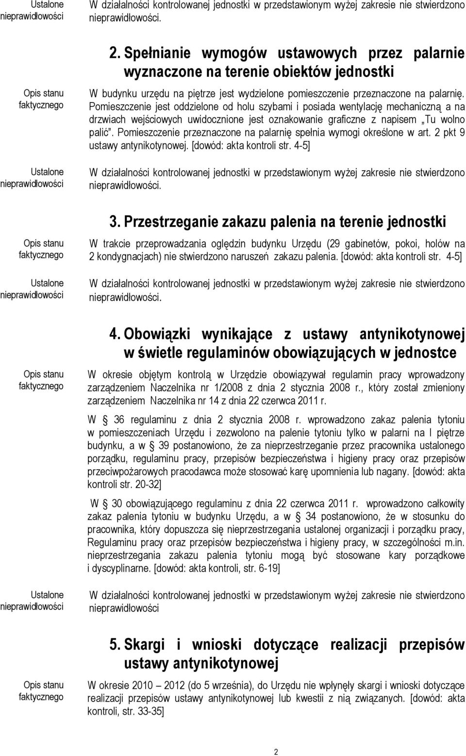 Pomieszczenie przeznaczone na palarnię spełnia wymogi określone w art. 2 pkt 9 ustawy antynikotynowej. [dowód: akta kontroli str. 4-5]. 3.