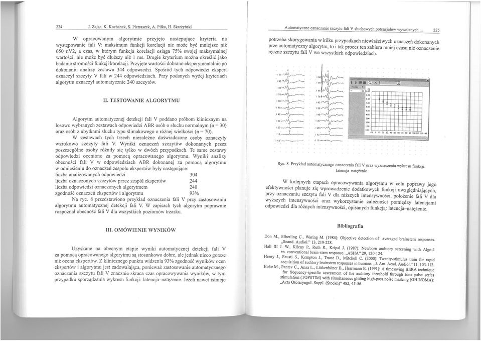 może być mmejsze niż 650 nv2 a czas w którym funkcja korelacji osiąga 75% swojej maksymalnej wartości nie może być dłuższy niż l ms.